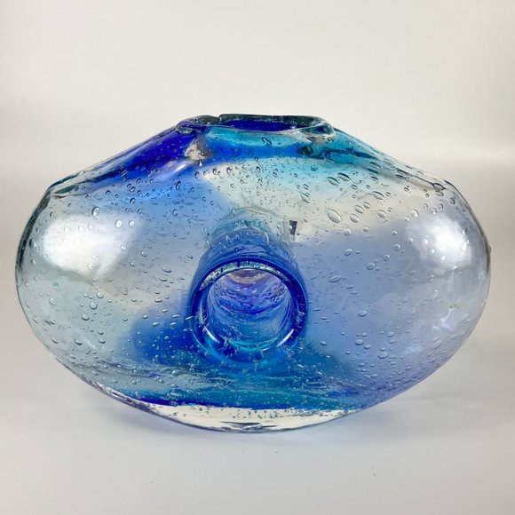 Margies Garden Vase Blue Creative Arts Hand Blown Artisan Westlake Village Cal - Picture 3 of 12
